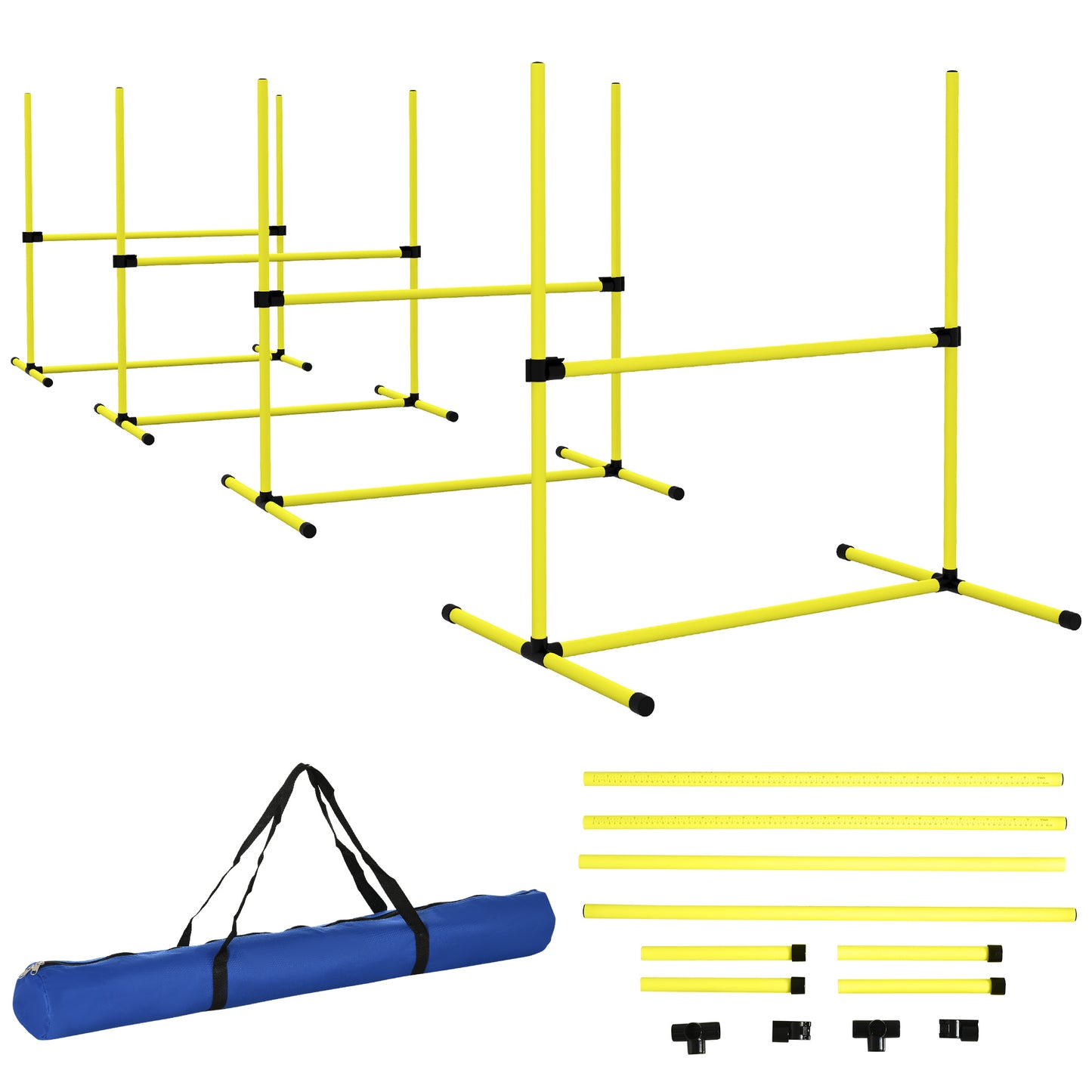 4 Pieces Dog Agility Training Equipment with Carrying Bag, Yellow