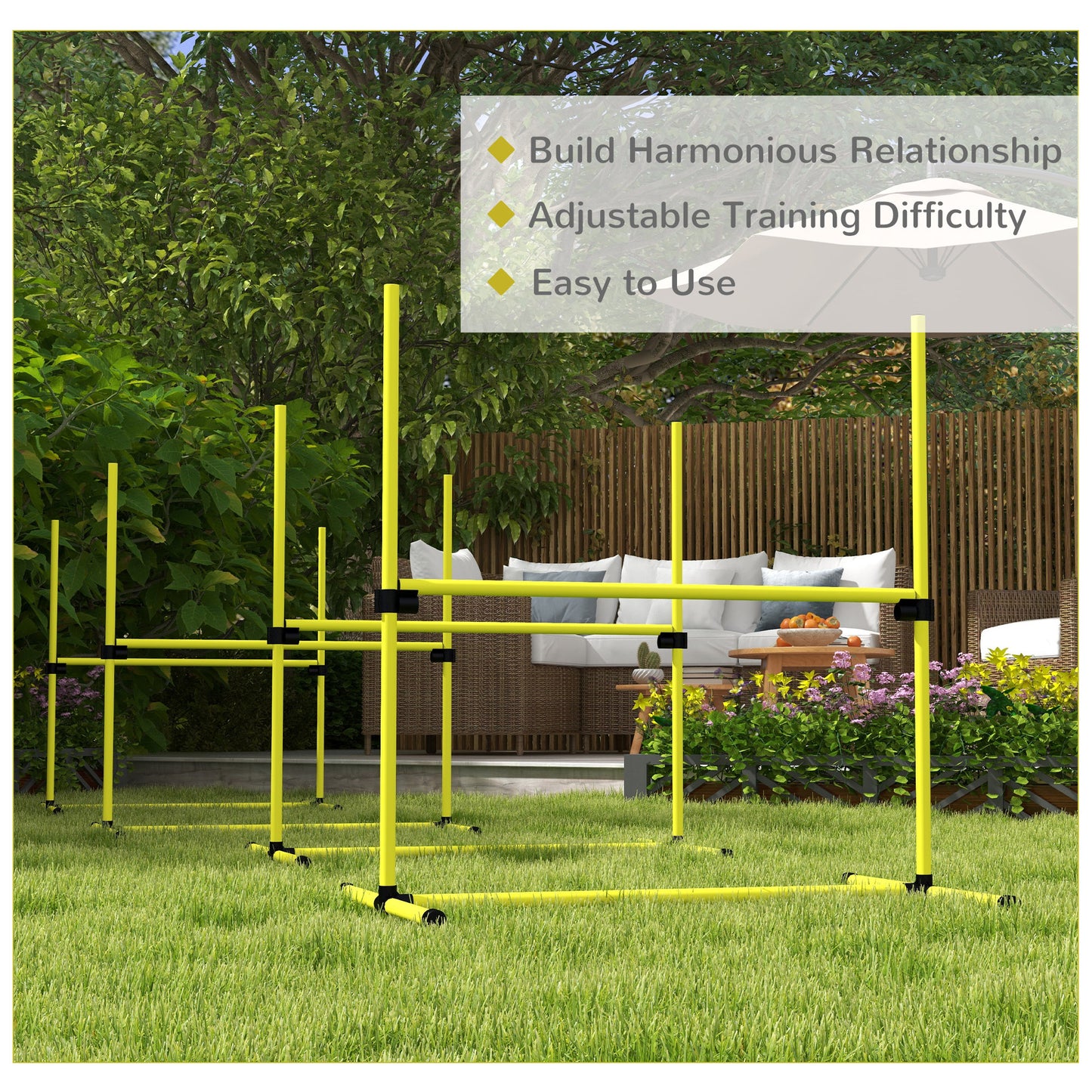 4 Pieces Dog Agility Training Equipment with Carrying Bag, Yellow