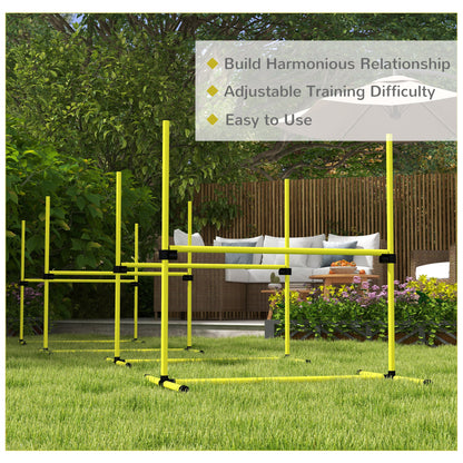 4 Pieces Dog Agility Training Equipment with Carrying Bag, Yellow