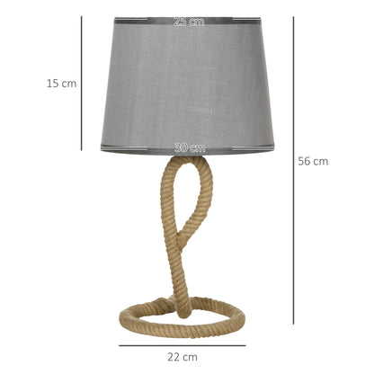 Nautical Table Lamp w/ Rope Base, Desk Fabric Light, Bedroom Living room