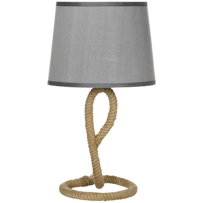 Nautical Table Lamp w/ Rope Base, Desk Fabric Light, Bedroom Living room