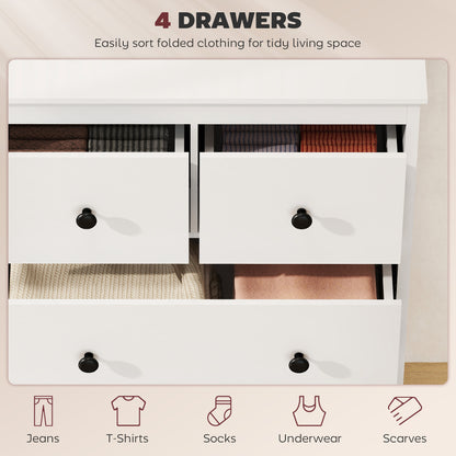 Modern Chest of Drawers, 4 Drawer Dresser for Bedroom, White