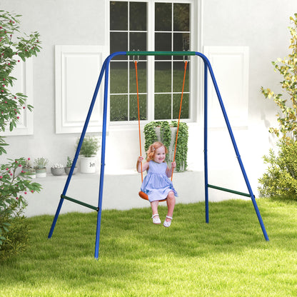 2 In 1 Metal Frame Nursery Swing w/ Comfortable Seat Safety Belt Orange