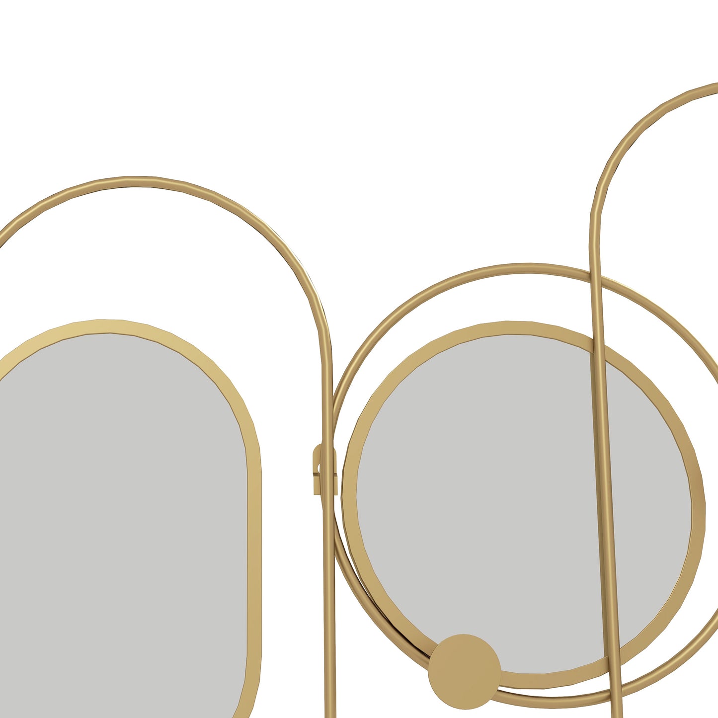 Metal Wall Art with Mirrors, Coat Hooks, Decorative Mirror Decor, Gold