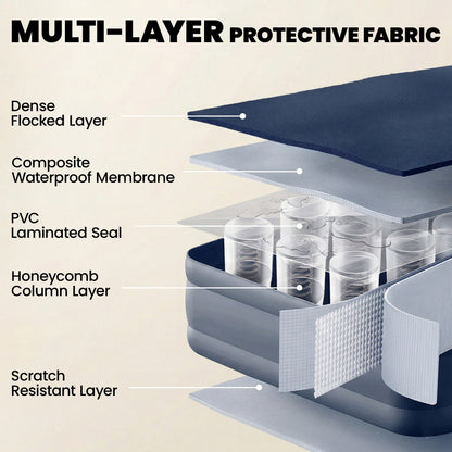 Inflatable Mattress, Single Air Bed with Built-in Pump, Grey