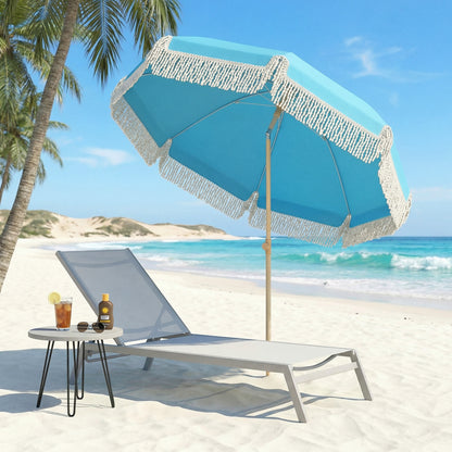 1.7 m Beach Umbrella, Adjustable Height Portable Parasol, Blue