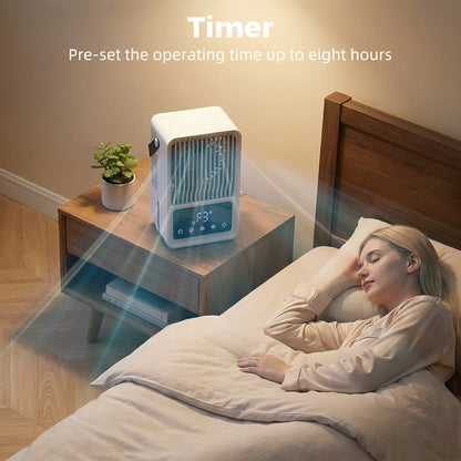 4-in-1 Mini Air Cooler with 7 Colour RGB Light, Cooling Fan, Black
