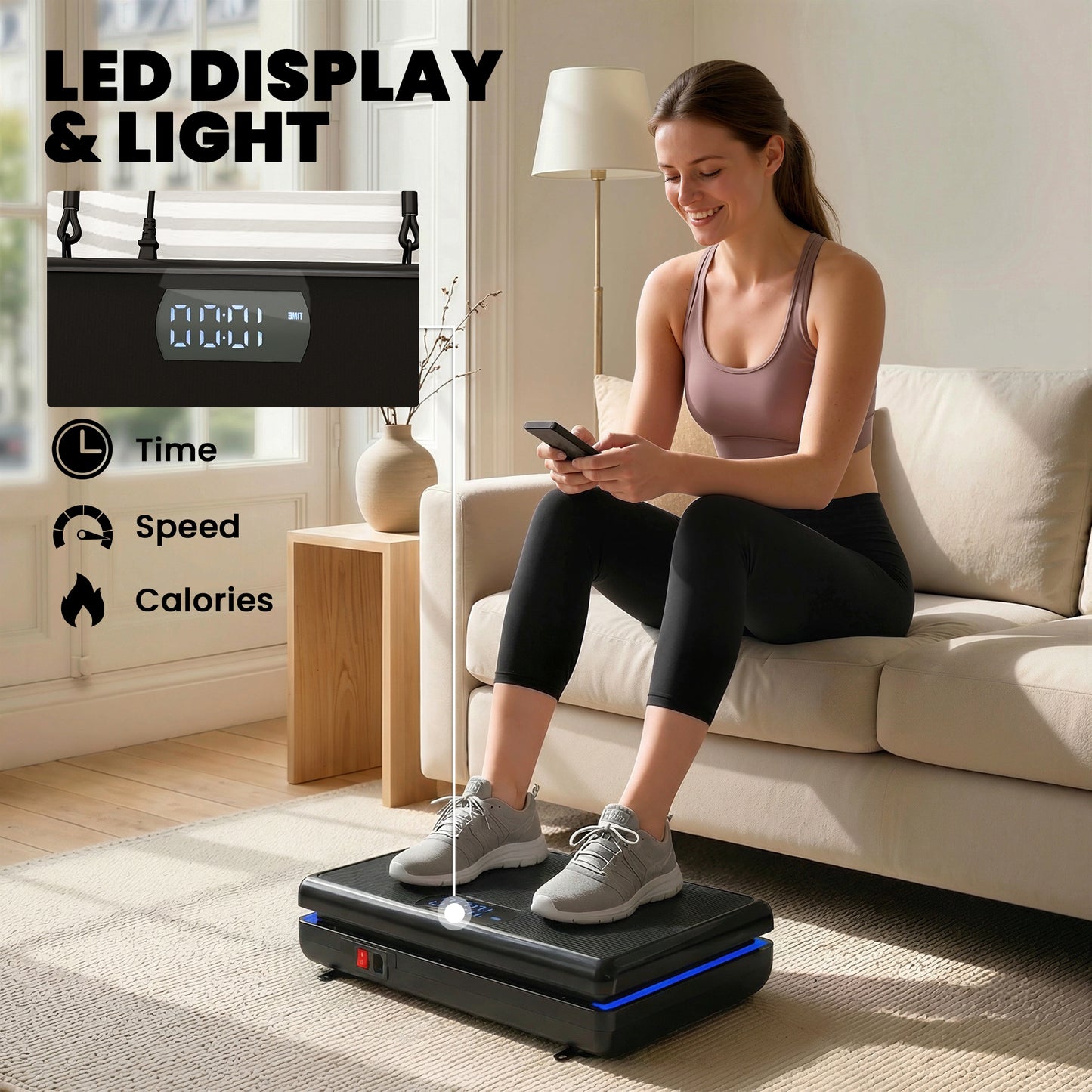 Vibration Plate Exercise Machine with 120 Speed Levels, 5 Programs