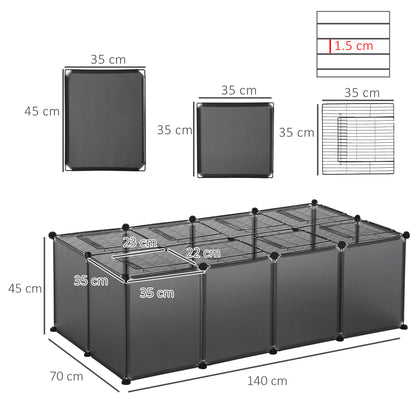 DIY Pet Playpen 28 Panels Small Animal Cage for Guinea Pigs Grey