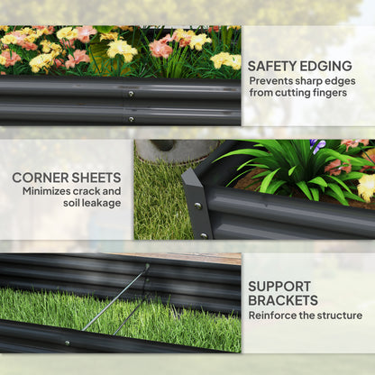 Galvanised Raised Garden Bed, Raised Planter, Dark Grey