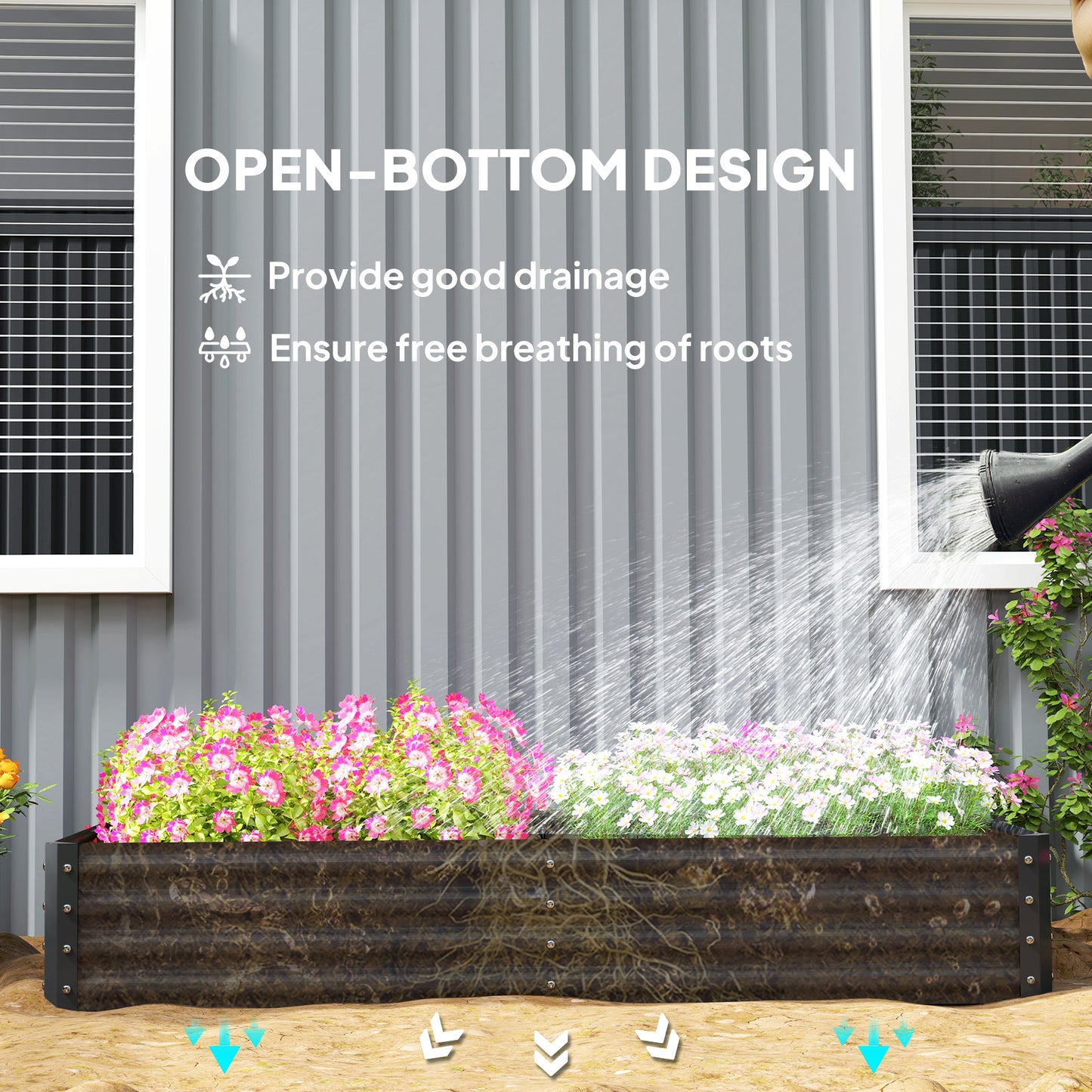 Galvanised Raised Garden Bed, Raised Planter, Dark Grey