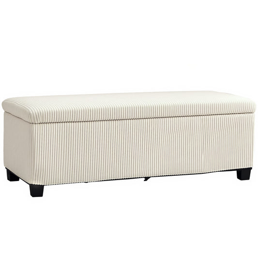 Storage Ottoman with Lid, 112cm Bench Chest Box, Beige