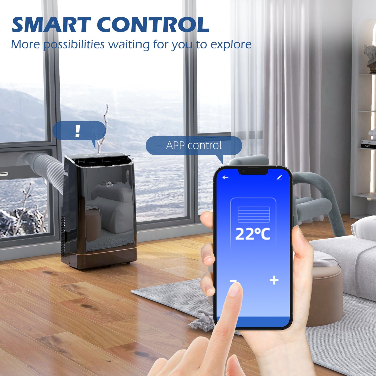 14,000 BTU Mobile Air Conditioner, 35m¬≤, Smart Home WiFi, with Dehumidifier, Fan, 24H Timer, Window Kit, Black
