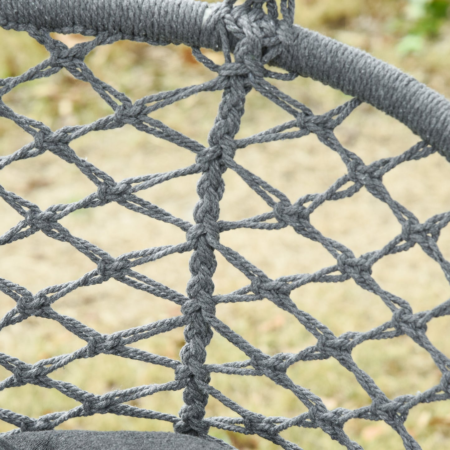 Hanging Hammock Chair Macrame Seat for Patio Garden Yard Dark Grey