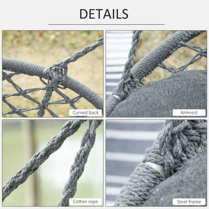 Hanging Hammock Chair Macrame Seat for Patio Garden Yard Dark Grey
