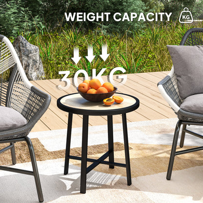 50.5cm Round Garden Table with SPC Tabletop, Nature Wood Finish