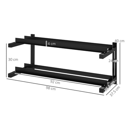 Wall-Mounted Dumbbell Rack, 2-Tier Steel Design, Black