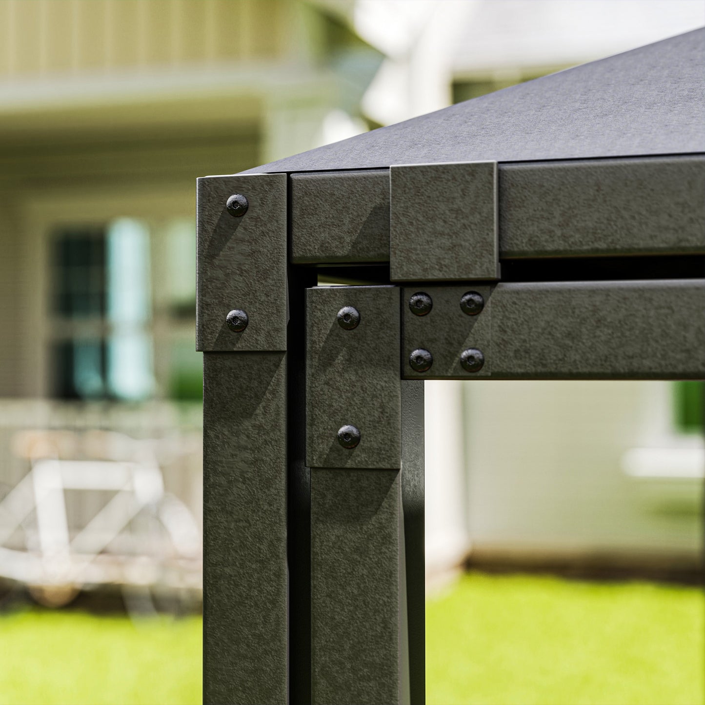 3 x 3(m) Garden Gazebo Canopy with Extendable Awning and Wheels