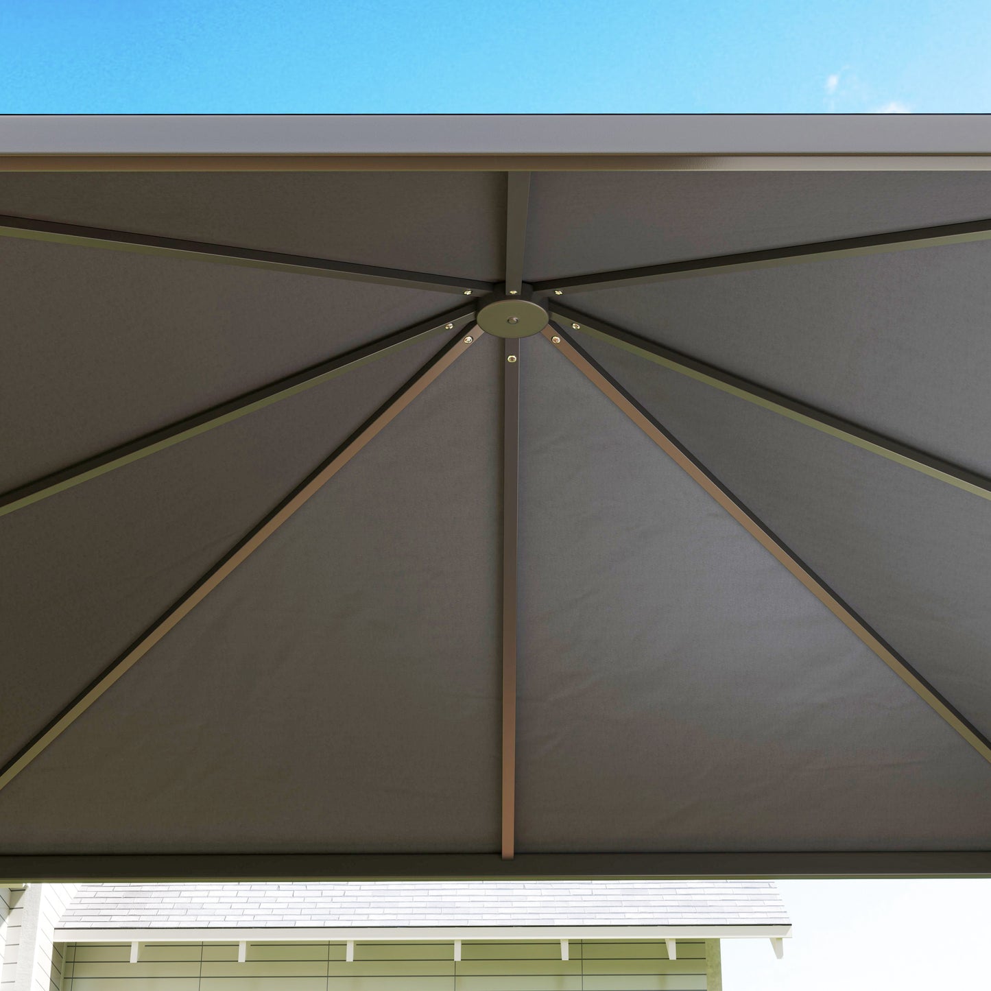 3 x 3(m) Garden Gazebo Canopy with Extendable Awning and Wheels