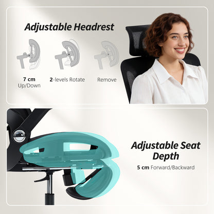 Ergonomic Office Chair, Mesh Desk Chair with Lumbar Support, Footrest
