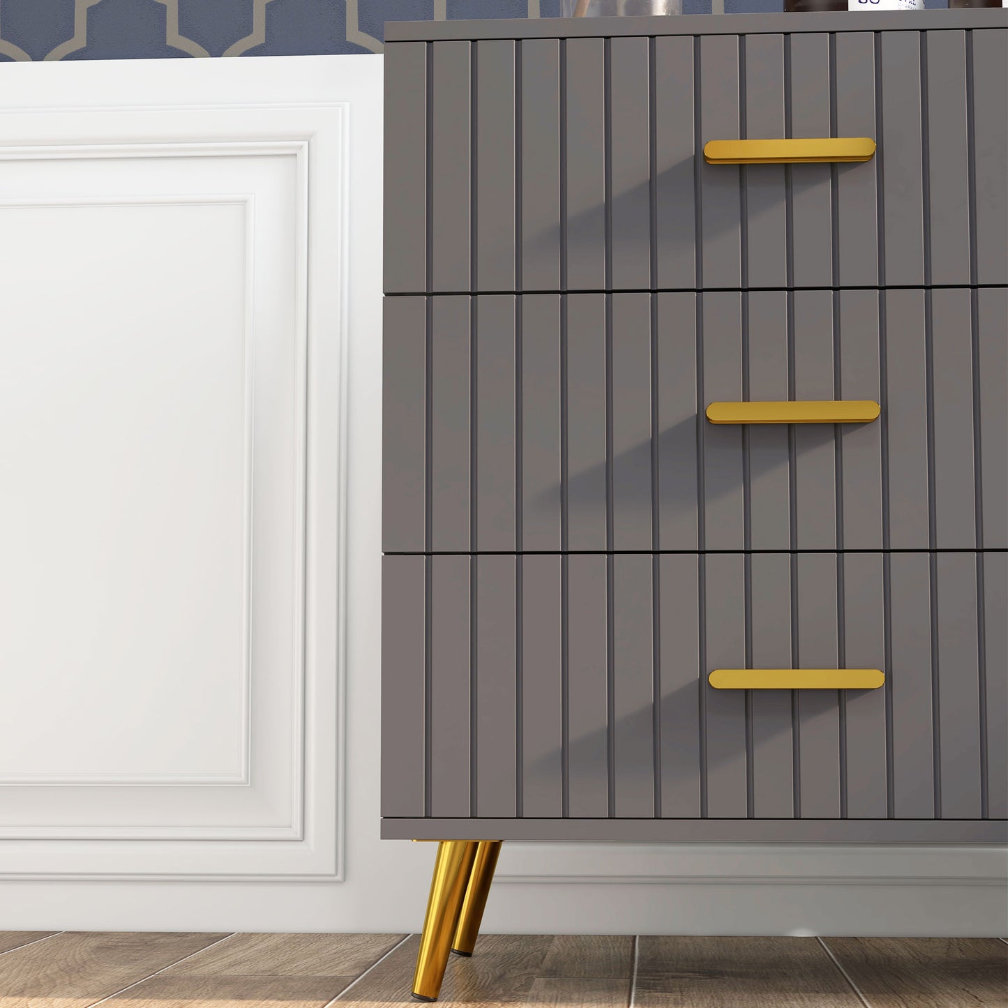 Bedroom Chest of Drawers, 3-Drawer Dresser with Aluminium Legs
