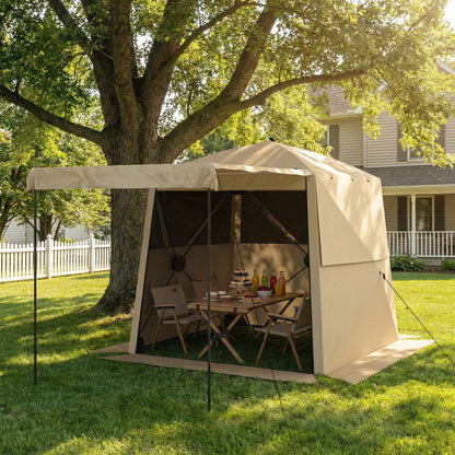 Pop Up Gazebo Waterproof with Awning 2 x 2 m Khaki