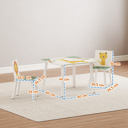 3-Piece Kids Table and Chair Sets, Kids Table with 2 Chairs Set Furniture with Star Pattern for Boys and Girls, Bedroom, Nursery, Playroom, Green