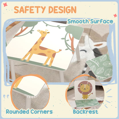 3-Piece Kids Table and Chair Sets, Kids Table with 2 Chairs Set Furniture with Star Pattern for Boys and Girls, Bedroom, Nursery, Playroom, Green