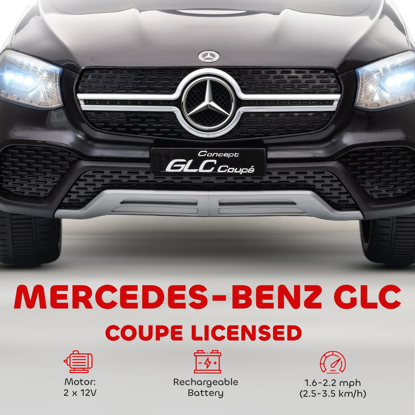 Mercedes-Benz GLC Licensed Kids Ride on Car with Remote, Black