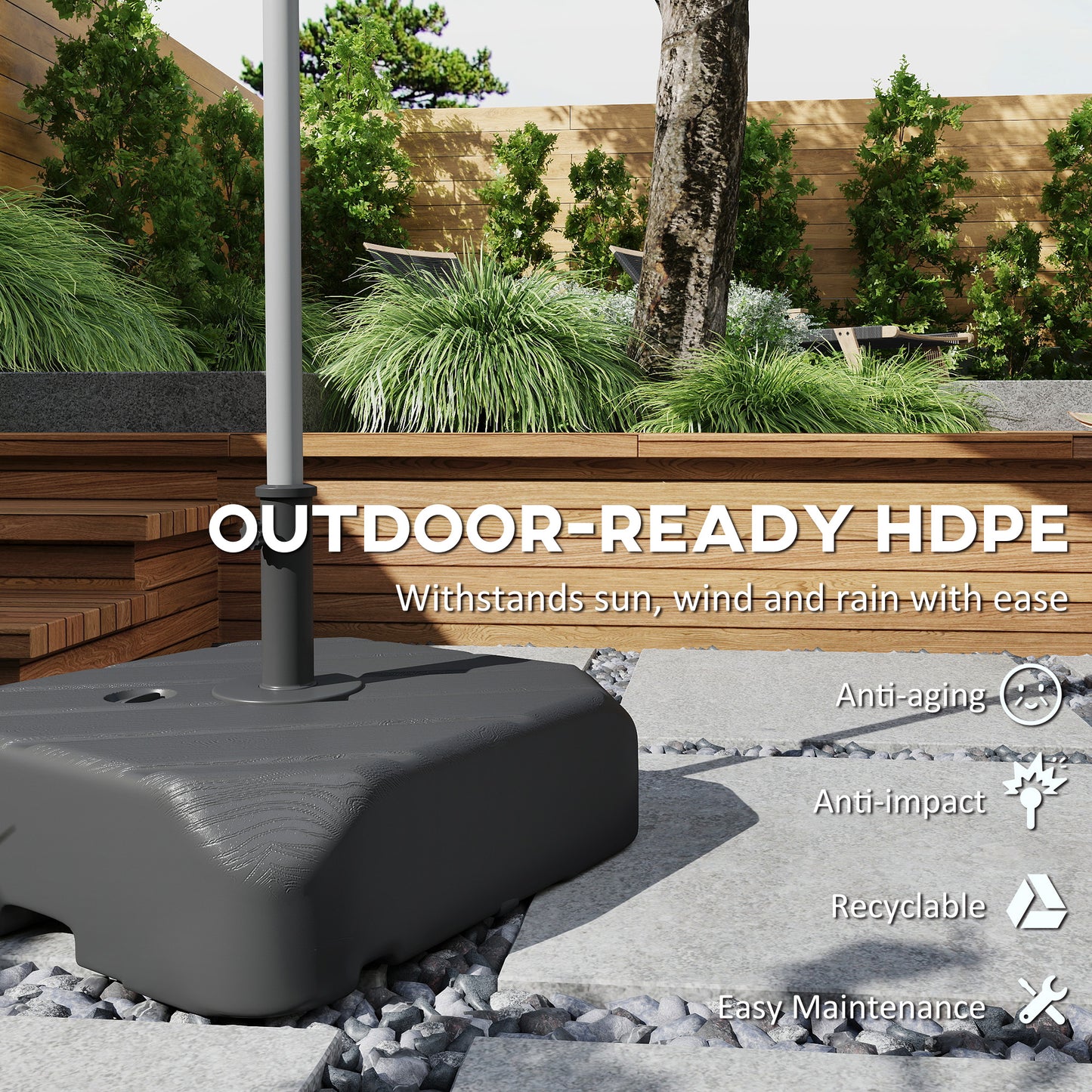 Garden Parasol Base with Wheels, Parasol Stand for 38/48 mm Pole