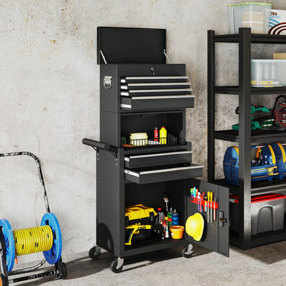 Tool Cabinet with 6 Drawers, 3-in-1 Rolling Tool Chest with Wheels
