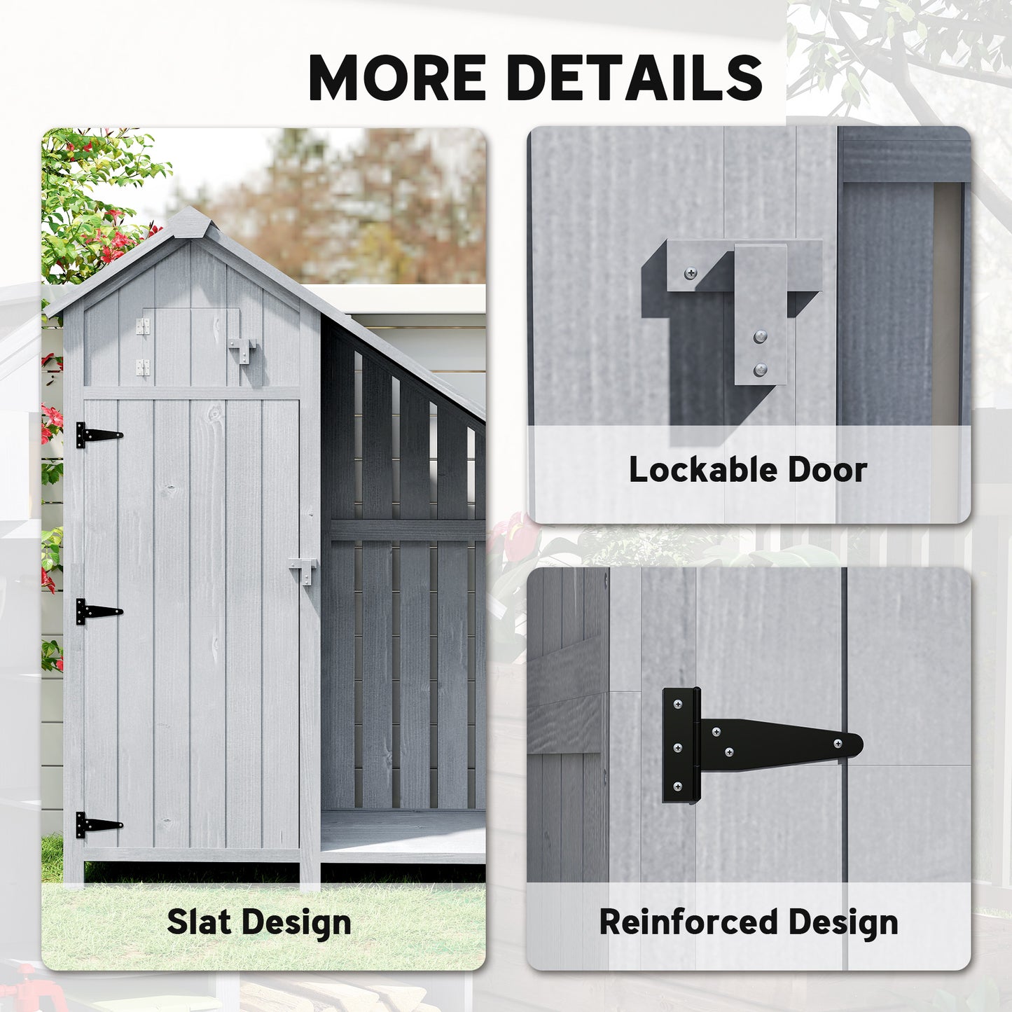 Fir Garden Storage Shed With Shelves Log Rack, For Garden Tools