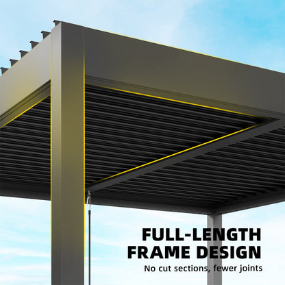 3 x 3 m Louvered Pergola with Metal Louvred Roof, Aluminium Frame