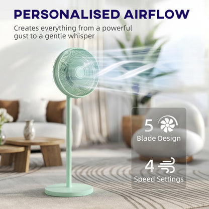 40 cm Standing Pedestal Fan, Quiet Electric Cooling Floor Fan, Green