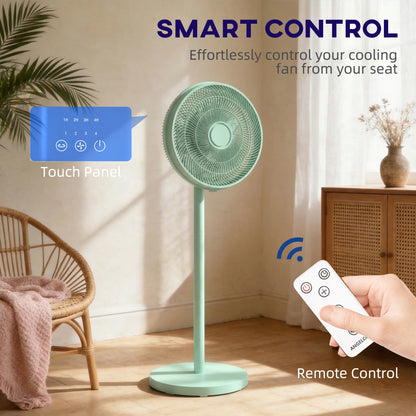 40 cm Standing Pedestal Fan, Quiet Electric Cooling Floor Fan, Green