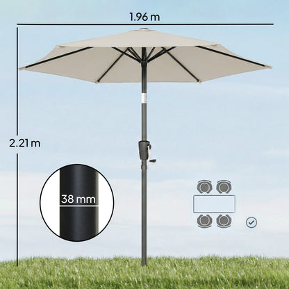 Garden Parasol, 2m Outdoor Table Parasol Umbrella with Tilt