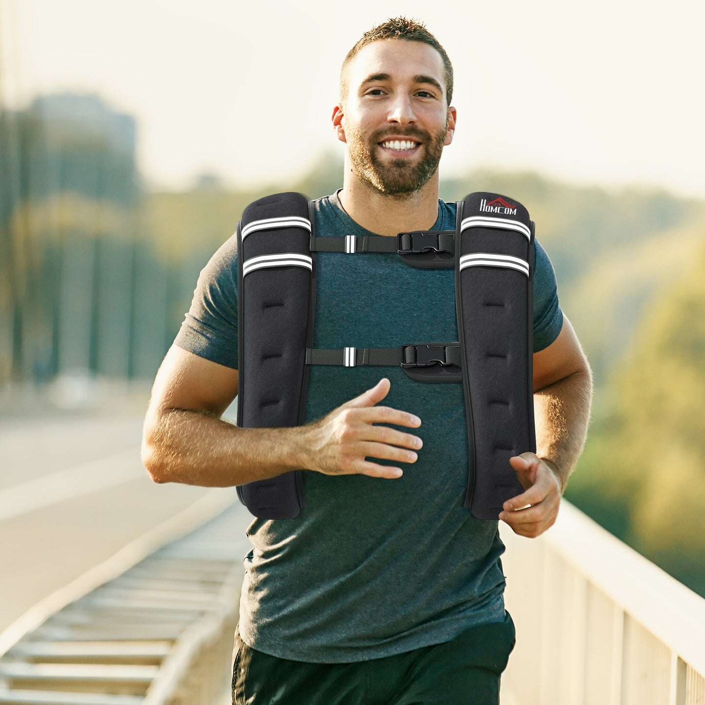 10KG Weighted Vest with Adjustable Straps, Pocket, Reflective Strips
