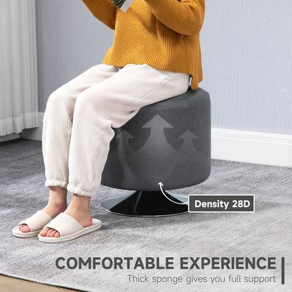 360° Swivel Foot Stool PU Footstool with Thick Padding, Grey