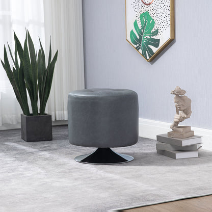 360° Swivel Foot Stool PU Footstool with Thick Padding, Grey