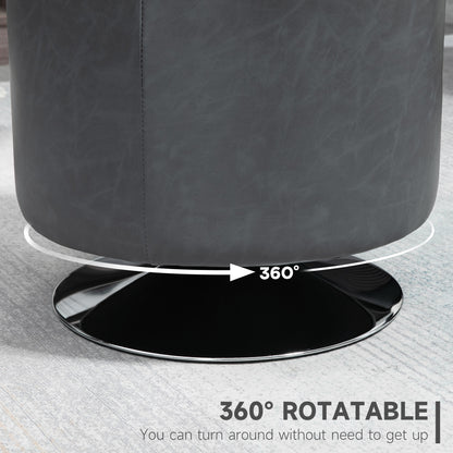 360° Swivel Foot Stool PU Footstool with Thick Padding, Grey