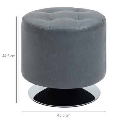 360° Swivel Foot Stool PU Footstool with Thick Padding, Grey