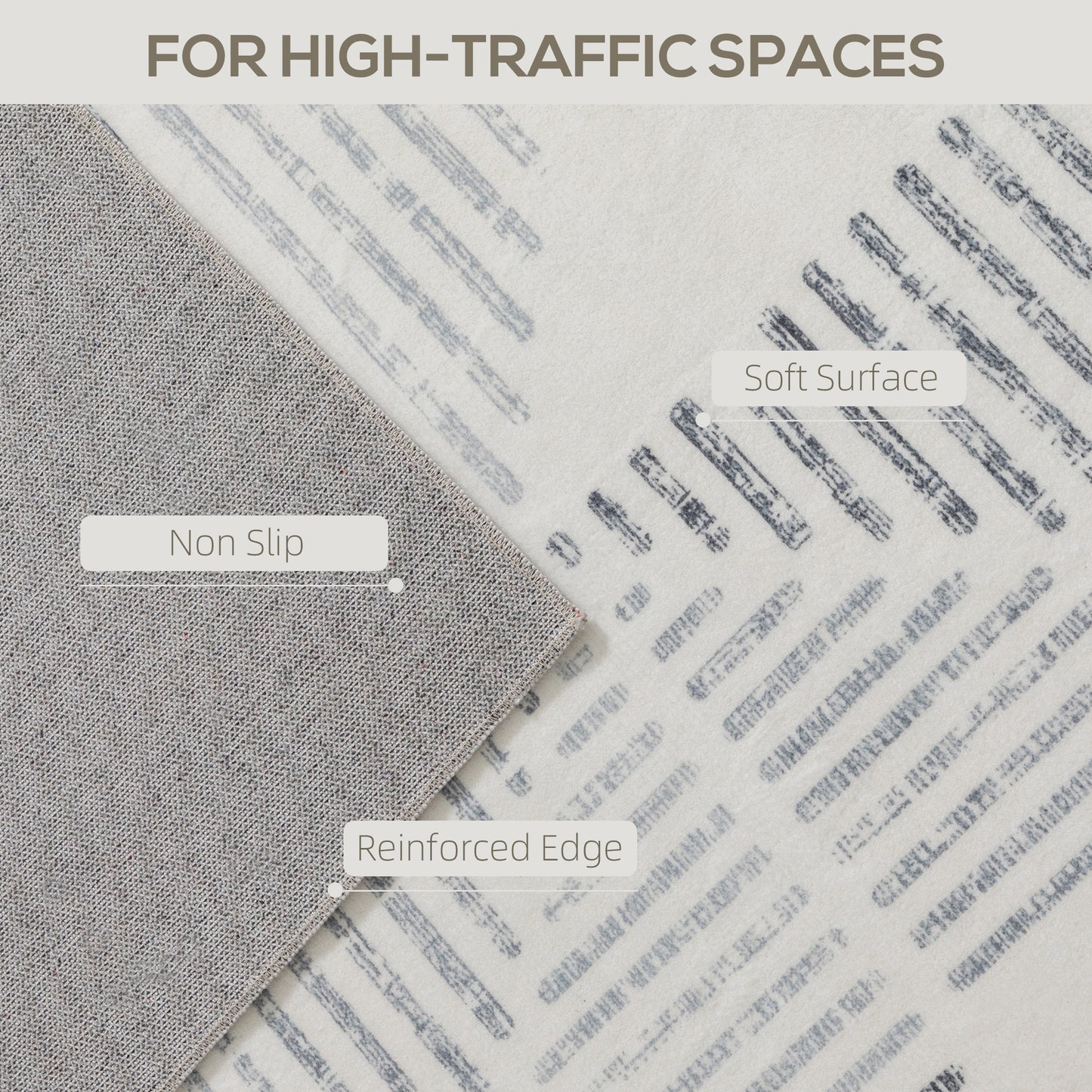Non-Slip Large Rug for Living Room 290 x 200 cm, Grey