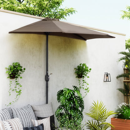 2.7m Metal Frame Garden Furniture Parasol Half Round Umbrella