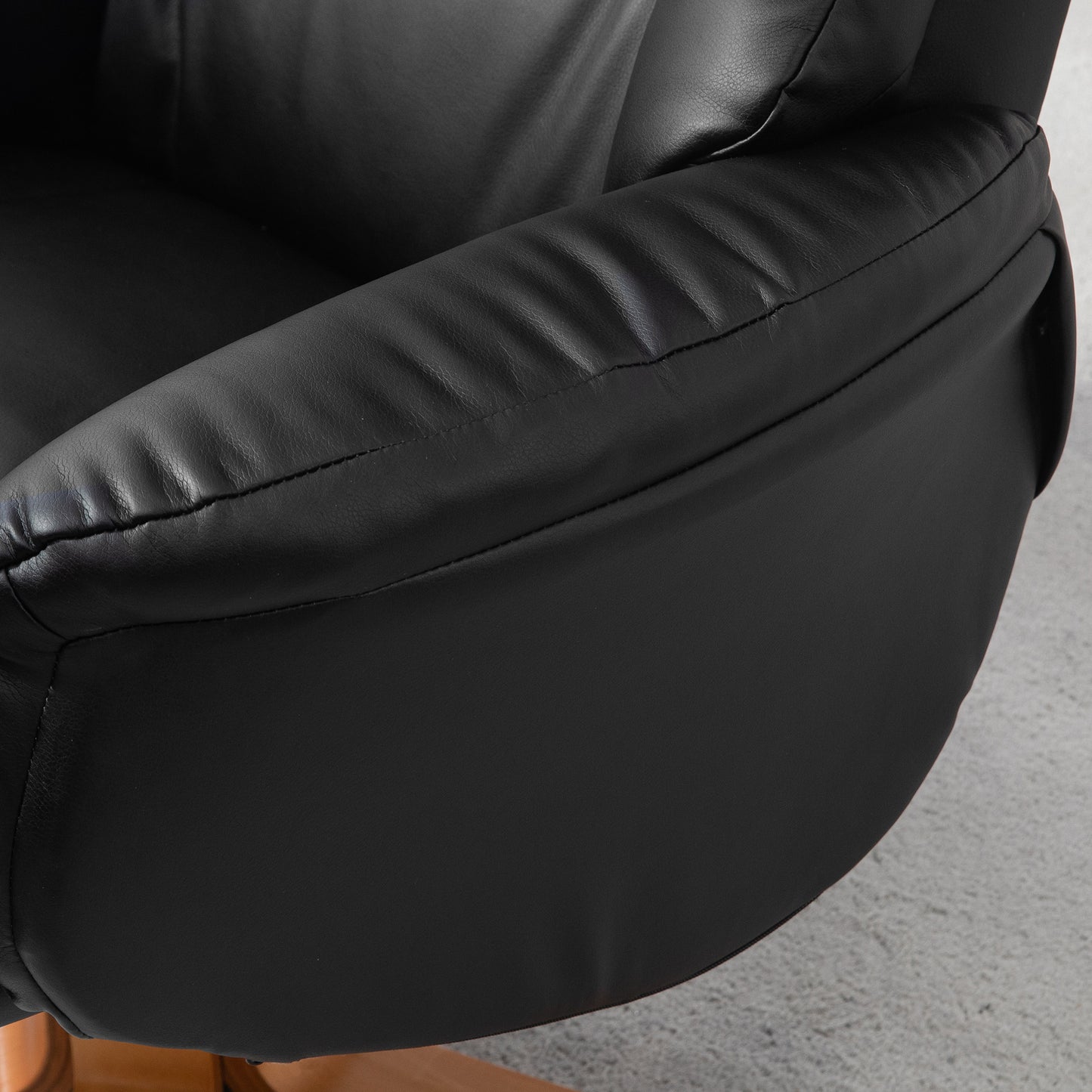 Recliner Armchair with Wood Base, Upholstered Reclining Chair, Black