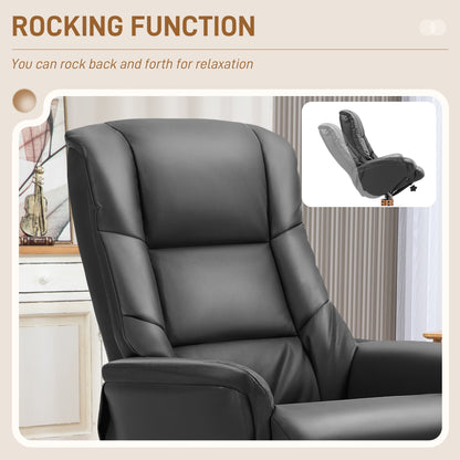 Recliner Armchair with Wood Base, Upholstered Reclining Chair, Black