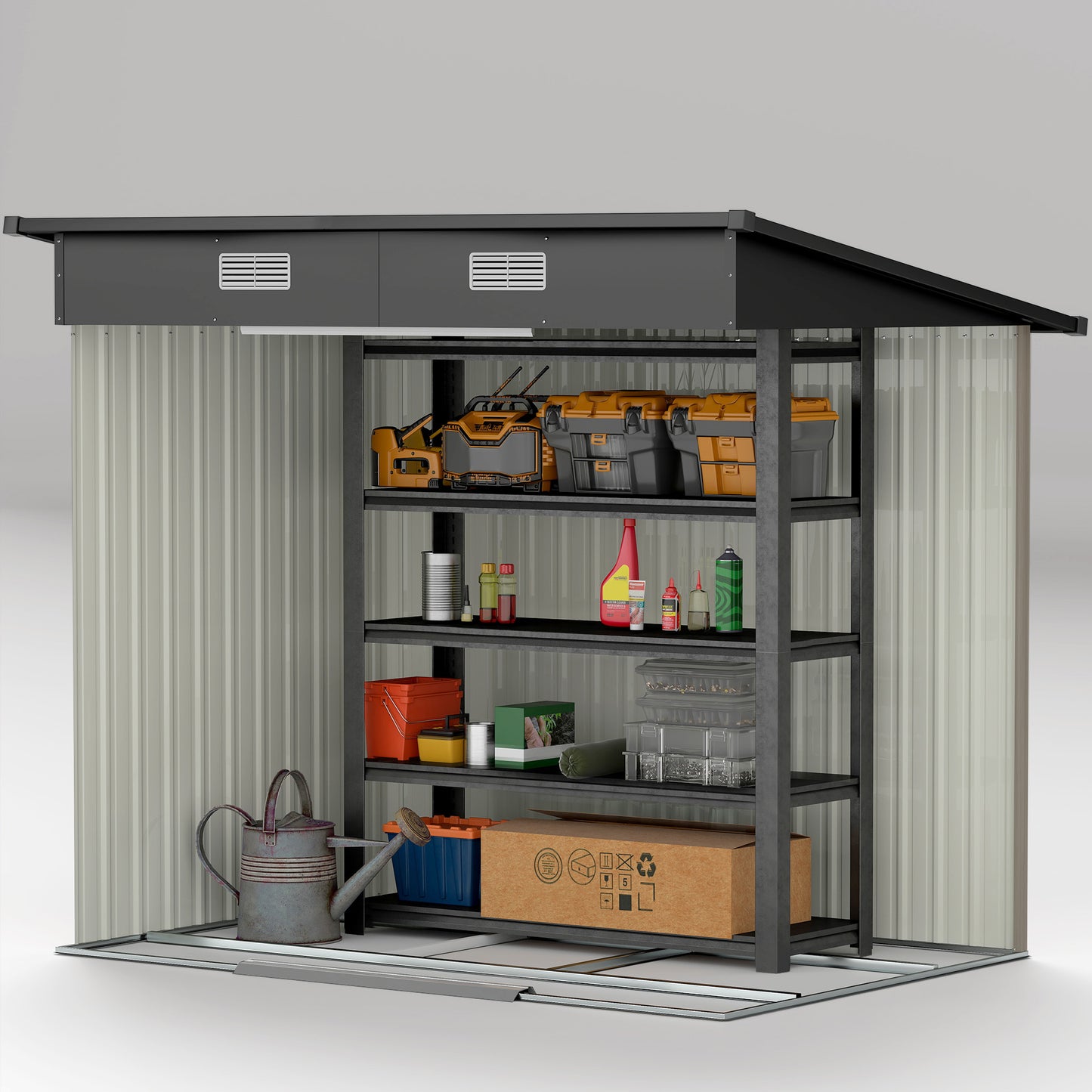Outdoor Garden Storage Shed for Patio Grey Wood Grain