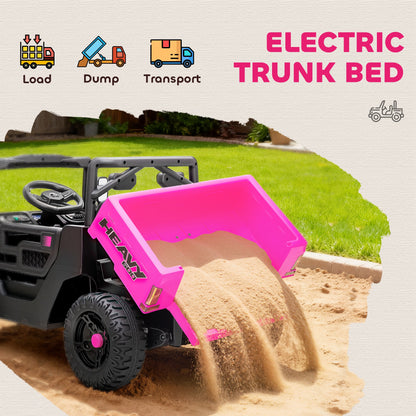 12V Kids Ride on Car, Kids UTV with Electric Dump Bed, Pink