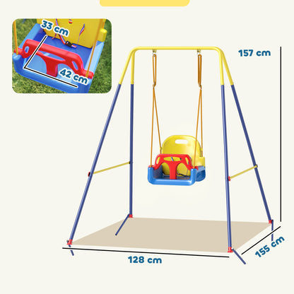 3 in 1 Toddler Swing Set, Folding Child Swing Set for Kids, Blue