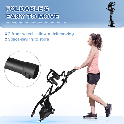 HOMCOM 2-in-1 Foldable Exercise Bike Recumbent Stationary Bike 8-Level Adjustable Magnetic Resistance with Pulse Sensor LCD Display
