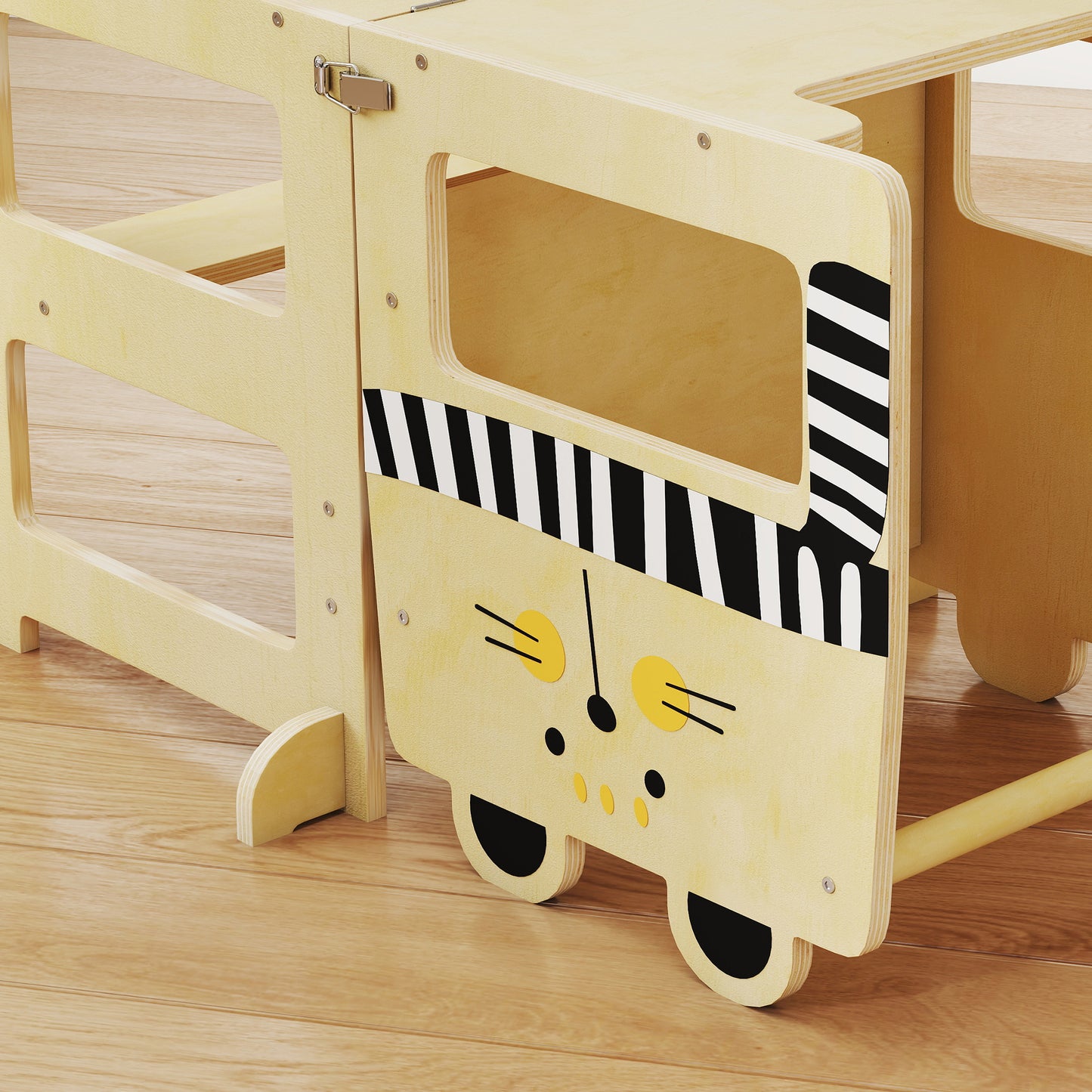Toddler Step Stool with Chalkboard for Kitchen Counter, Natural
